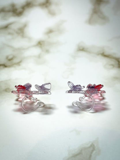 Hydrangea ear cuffs (Pinkish-purple)